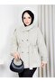 Linen Fabric Stand Collar Double Breasted Women's Trench Coat