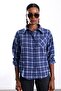 Navy Blue Plaid Pattern Pocketed Shirt 02491 - 5
