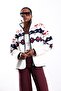 Navy Blue Patterned Fleece Jacket 22873 - 2