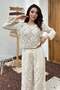 Ecru openwork knit blouse and pants set - 3