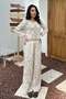 Ecru openwork knit blouse and pants set - 2