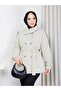 Linen Fabric Stand Collar Double Breasted Women's Trench Coat - 7