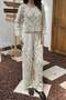 Ecru openwork knit blouse and pants set - 4