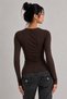 Women's Tie Detail Low-Cut Collar Long Sleeve Stretchy Fabric Casual Stylish Blouse - 3