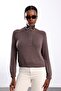 Brown Button Detailed Mercerized Knitwear 19082 - 5