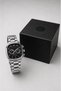 Men's Silver Color Metal Cord Analog Wrist Watch Black Dial with Calendar Display - Silver - 3