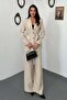 Beige belted jacket and pants set
