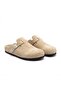 Mk406 Beige Genuine Suede Leather Full Covered Cork Sole Single Buckle Unisex Orthopedic Sabo Slippers - 4