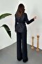 Navy Blue Suit with Lace Sleeves - 5
