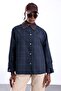 Navy Blue Plaid Pattern Gabardine Jacket 5157 - 4