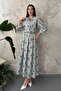 Green striped floral blouse and skirt set
