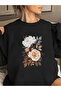 Women's Printed Crew Neck Comfortable Fit Sweatshirt - 2