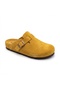Mk406 Yellow Genuine Suede Leather Full Covered Cork Sole Single Buckle Unisex Orthopedic Sabo Slippers - 2
