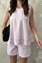 Pink painted stitch detailed set - 4