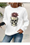 Women's Printed Crew Neck Comfortable Fit Sweatshirt