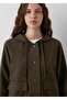 Hooded Buttoned Pocket Bag Pocket Women's Jacket. - 4