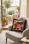 Checkered Floral Cushion Cover 43X43 cm Fringed Double-Sided Printed Decorative Cushion Cover
