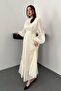 Beige ruched waist dress - 2