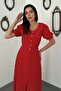 Red polka dot flared dress - 3