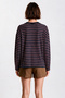 Striped Oversize Knitted Sweatshirt Lub0395 Dark Blue Bordo - 6