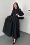 Black Brode Belted Fisto Dress - 2