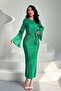 Green Spanish Sleeve Pleated Dress - 2