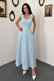 Baby Blue Dress with Bow on the Shoulders