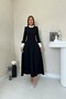Black Dress with Pleated Collar and Sleeves - 2