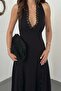 Black Lace Detailed Tie-Up Dress - 4