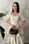 Brown Layered Dress with Flounces - 2