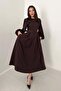 Brown Lace Detailed Dress