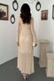Ecru Lined Long Sleeve Lace Dress - 5