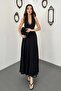 Black Lace Detailed Tie-Up Dress - 2