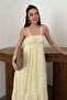 Piece Striped Muslin Dress with Yellow Straps - 3
