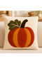 Autumn Pumpkin and Leaf Pattern 3D Embroidery Look Digital Printed Decorative Throw Pillow Cover– (Double-Sided) - 6