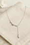 Zircon Stone Drop Model Brass Women's Necklace, Silver Color Jewelry with 45 cm Chain Bx-313632 - 2