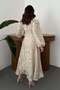Beige Collared Dress with Scarf Detail - 5