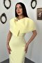 Yellow single buckle cape dress - 2