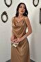 Stone Satin Degaje Collar Shoulder Buckle Dress - 3