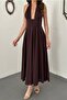 Brown Strappy Linen Dress - 4