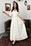 Ecru Lace Detailed Balloon Sleeve Dress - 2