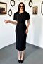Black Single Buckle Cape Dress - 2