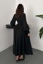 Black Brode Belted Fisto Dress - 5