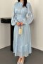 Baby Blue Drawstring Waist Dress - 4