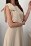 Beige Shoulder Bow Dress - 4