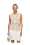 Women's Crochet Beige Button Back Standard Size Blouse