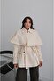 Cream Color Cape Belted Trench Coat - 3