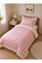 Single Duvet Cover Set Cotton Gingham Heart Ornamental Overlocked Ruffled - 2