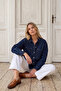 Oversize Navy Blue Denim Jacket - 5