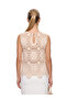 Women's Crochet Beige Button Back Standard Size Blouse - 2